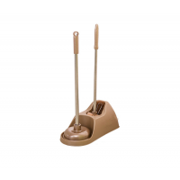 Plunger and Toilet Brush with Rim Scrubber Set for Bathrooms and Restrooms Home and Office